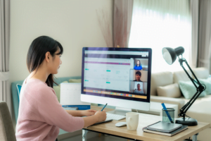 Female employee working from home