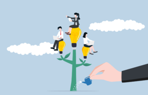 Graphic expressing the idea of developing creativity and nurturing growth at the workplace