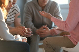 Group therapy session closeup