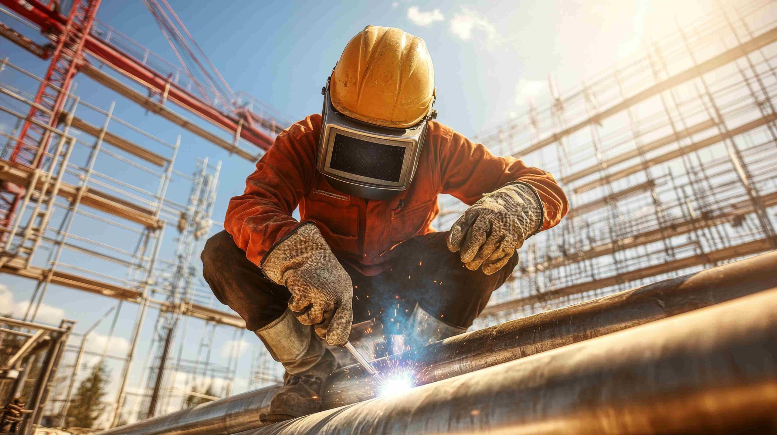 process safety and risk assessment poster with man working in construction site.