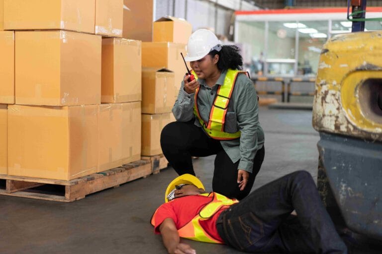 A man fainted and health safety team trying to assist.