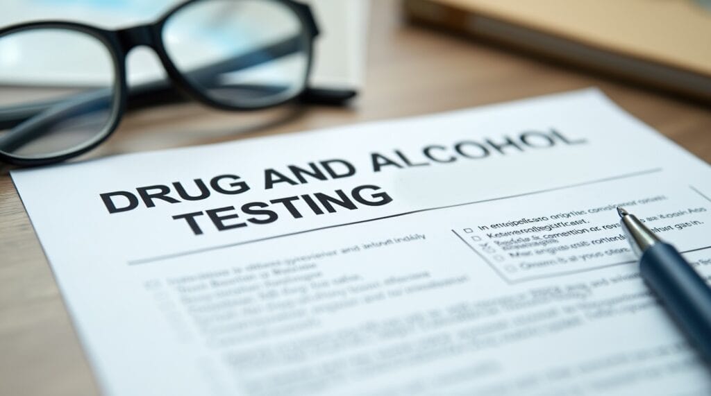 Drug and alcohol screening paperwork at workplace