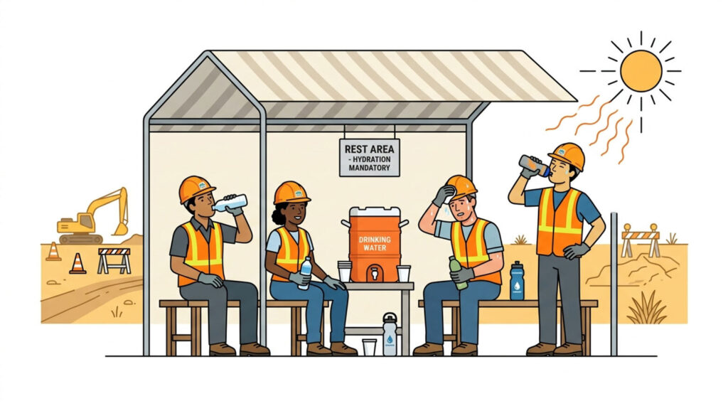 illustration of sun safety in the workplace.